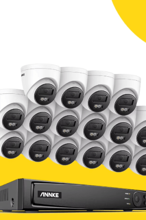 16CH 8MP Ultra HD POE Network Video Surveillance System with 4K security cameras, showcasing advanced motion detection and real-time audio monitoring features.