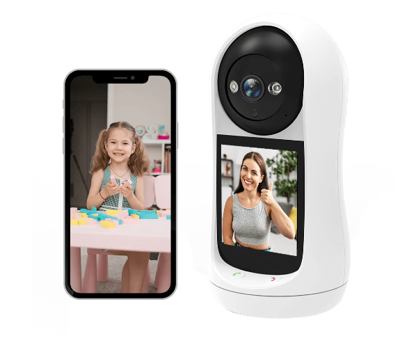 3MP PTZ WiFi Baby Monitor with 2.8” IPS Screen, featuring baby cry detection and two-way audio for real-time video calls and home surveillance.