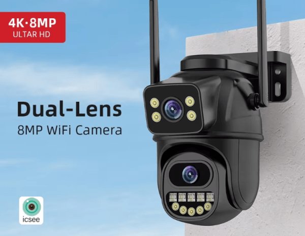 4K 8MP Dual Lens WiFi PTZ Security Camera with AI Human Detection & 4X Digital Zoom for Outdoor Surveillance