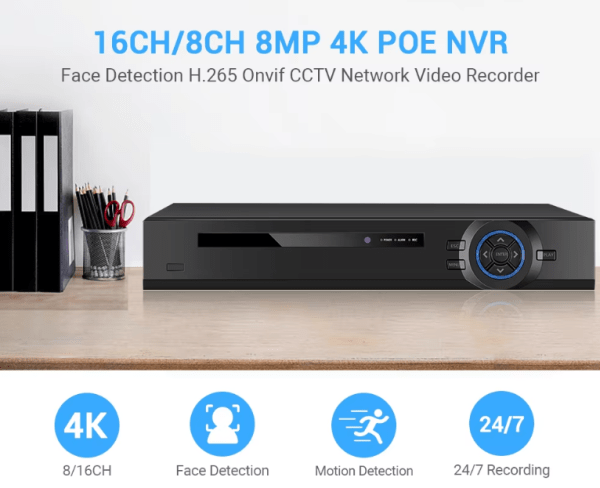 4K 8MP POE NVR Security System - High-Definition Surveillance with Advanced Motion Detection for Home and Business