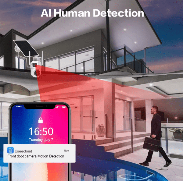 8MP Dual Lens Solar PTZ Security Camera with AI Tracking – Perfect for Outdoor Surveillance