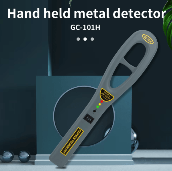 GC-101H Handheld Metal Detector with a sleek design, ideal for security checks and woodworking tasks.