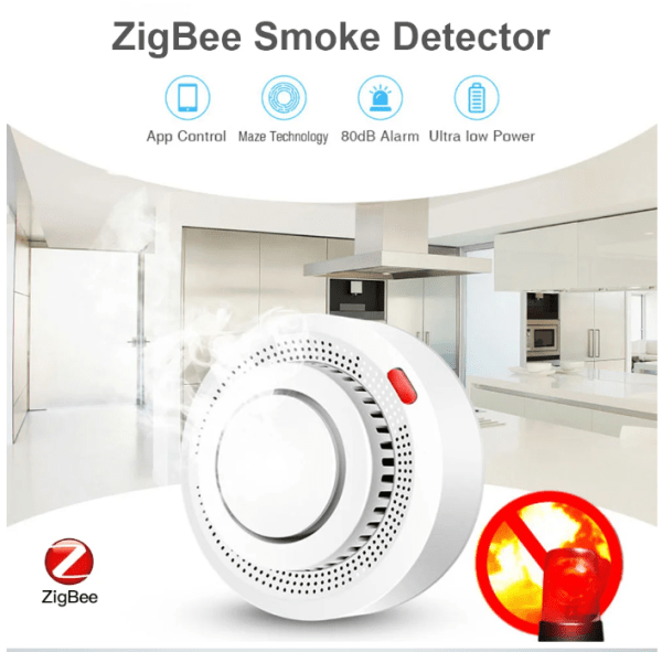 High-Sensitivity Zigbee/WiFi Smart Smoke Detector with Real-Time Alerts – Advanced Wireless Fire Protection Sensor