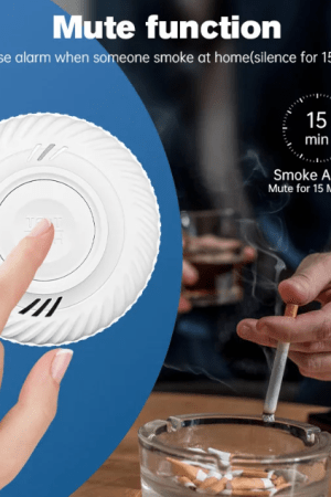 Smart Smoke Detector with 10-Year Lithium Battery, Real-Time Alerts, and WiFi Connectivity via Tuya/Smart Life App for Enhanced Home Safety.