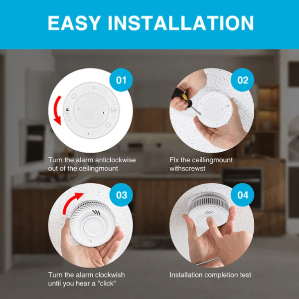 FOR SMOKERS! Long-Lasting Smart Smoke Detector with 10-Year Battery – WiFi Connectivity via Tuya/Smart Life App