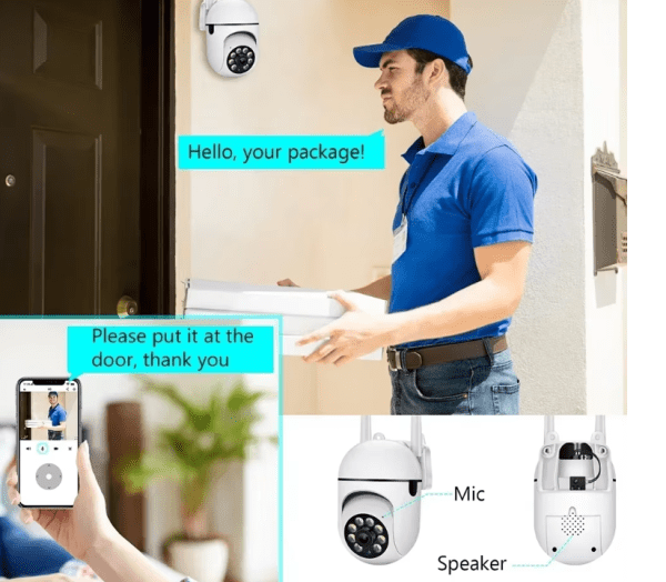 Smart 2.4G WiFi Wall-Mounted Camera with 355° Motion Detection & Two-Way Audio for Indoor/Outdoor Security