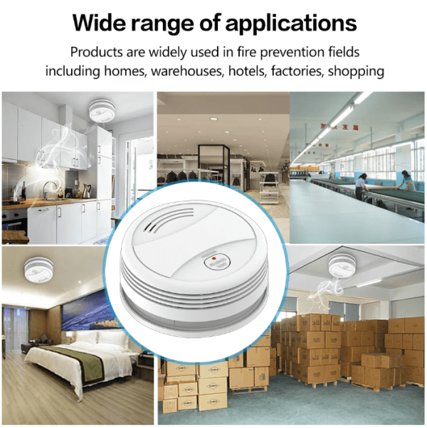 Smart WiFi Smoke Detector with 80DB Alarm – Seamless Integration with Tuya Smart Life App for Home Safety