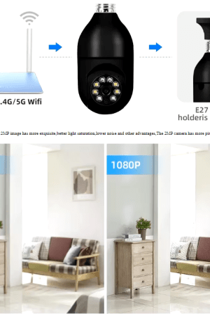 5G E27 Bulb Camera with Full Color Night Vision and PTZ Rotation for Smart Indoor and Outdoor Surveillance