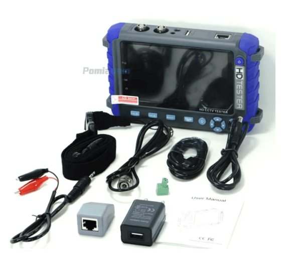 IV8W CCTV Tester Monitor with 8MP support for AHD/TVI/CVI camera testing, featuring HDMI/VGA input, PTZ control, and a long-lasting battery for efficient surveillance installation.