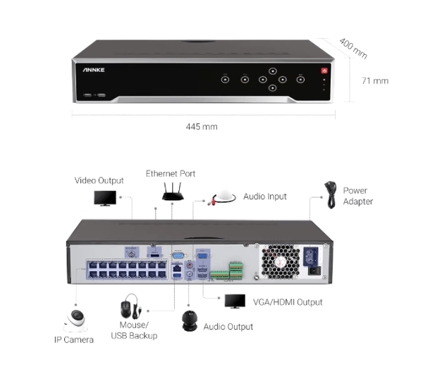 High-Definition 4K NVR Recorder: 12MP Resolution & 32 Camera Inputs for Versatile Security Solutions