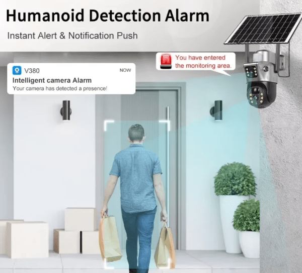 4K Dual-Lens Solar Security Camera with Color Night Vision & Human Tracking