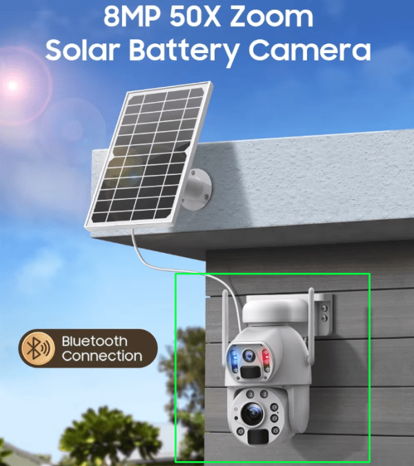 4K Solar-Powered 8MP Security Camera with 50X Zoom and Dual-Lens for Enhanced Outdoor Surveillance