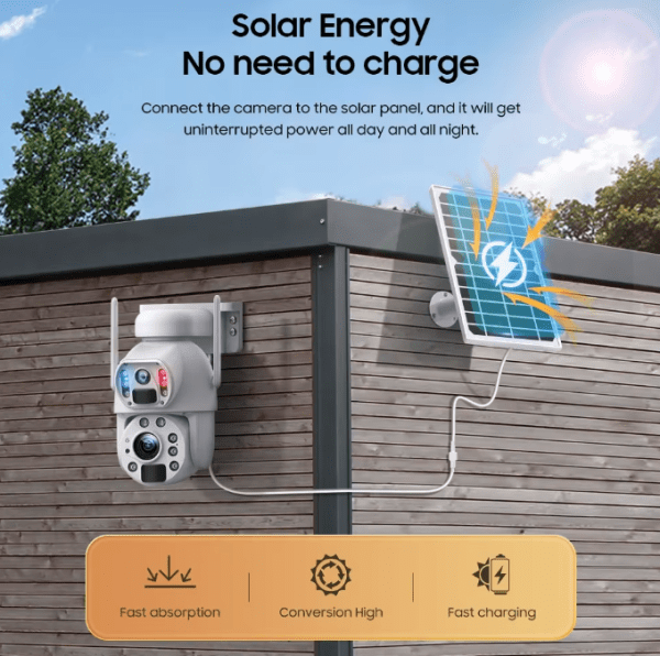 4K Solar-Powered 8MP Security Camera with 50X Zoom and Dual-Lens for Enhanced Outdoor Surveillance