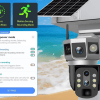 Solar-Powered 3-Lens Security Camera with Color Night Vision for Complete Area Monitoring - Image 4