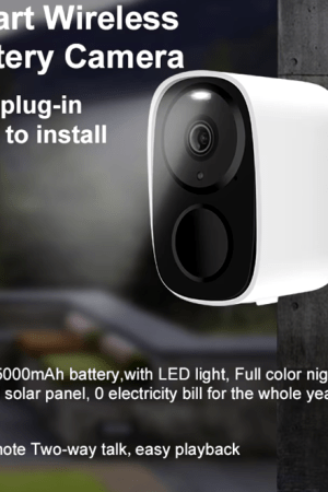 Vstarcam CB54 solar-powered outdoor security camera with full-color night vision, two-way audio, and PIR human detection. 